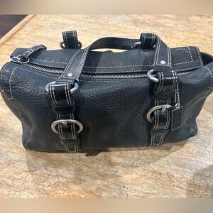 Black leather coach handbag
